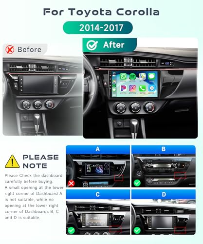Podofo 4G64G Car Radio Stereo for Toyota Corolla 20142017 Wireless CarPlay Android Auto 101 Inch IPS Touch Screen Android 15 GPS Head Unit 5GhzWiFi Bluetooth DSP Audio USB Dual Mic HD Rear Camera - Image 3