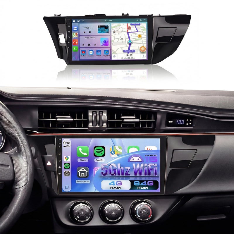 Podofo 4G64G Car Radio Stereo for Toyota Corolla 20142017 Wireless CarPlay Android Auto 101 Inch IPS Touch Screen Android 15 GPS Head Unit 5GhzWiFi Bluetooth DSP Audio USB Dual Mic HD Rear Camera - Image 2