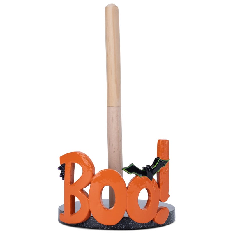 Elanze Designs Elanze Designs Boo Bat 12 inch Resin and Wood Halloween Paper Towel Holder 