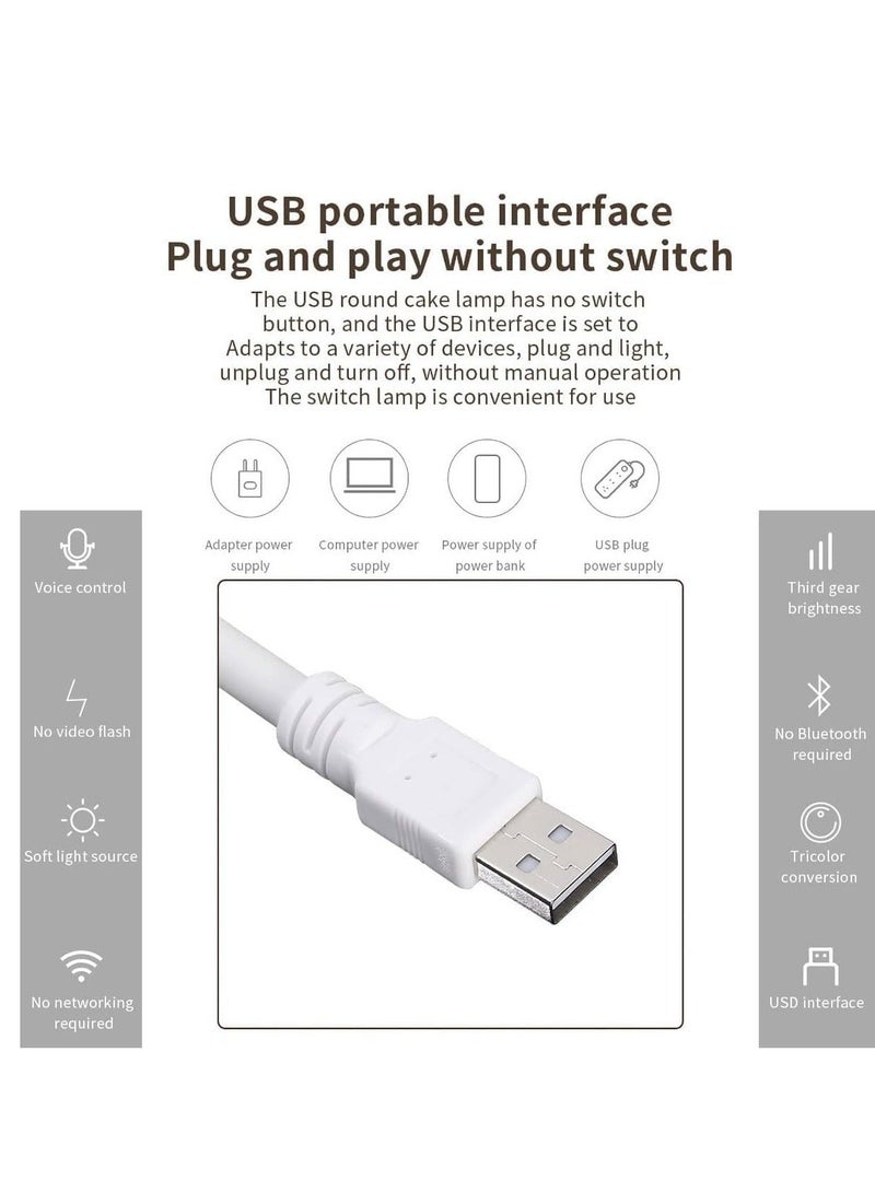 راكسوم ضوء USB للتحكم الصوتي للكمبيوتر المحمول، 24 مصباح LED ليلي يعمل بالصوت لغرفة النوم، مصباح إضاءة LED صغير خفيف الوزن للقراءة مع رقبة معقوفة مرنة لجهاز الكمبيوتر المحمول - Image 4