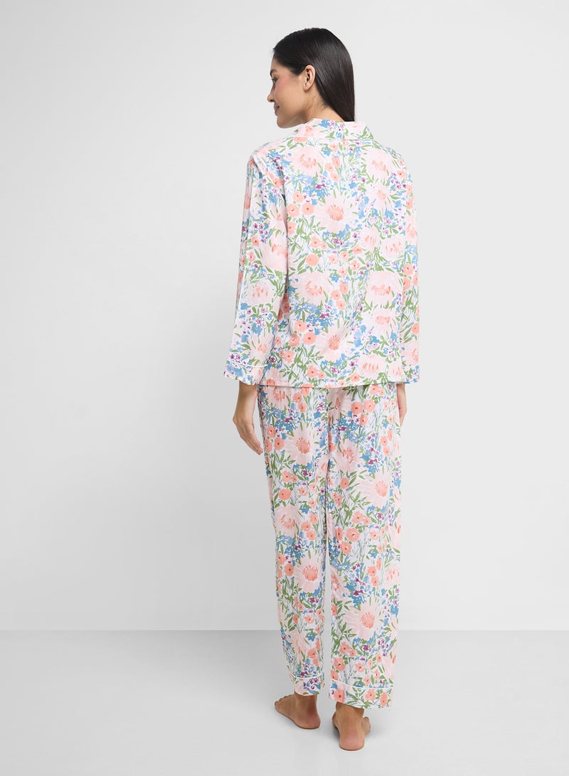 Ginger Floral Button Up Shirt & Pyjama Set  - Image 2