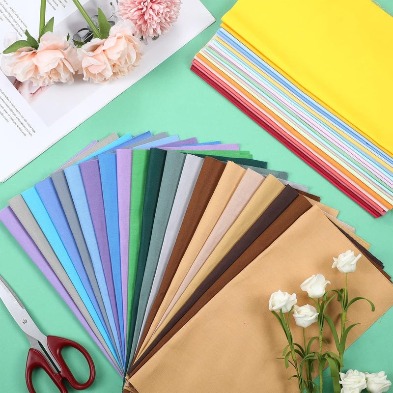 Macarrie حزم قماش باتشورك ملونة صلبة مكونة من 40 قطعة مقاس 10 × 10 بوصة متعددة الألوان للخياطة والحرف اليدوية مسبقة القطع - Image 5