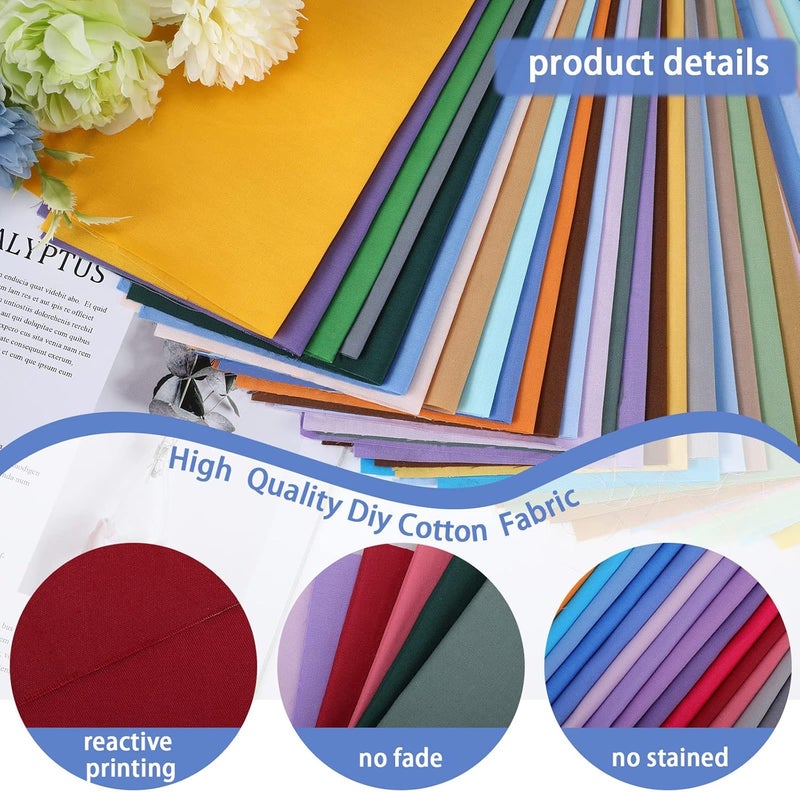 Macarrie حزم قماش باتشورك ملونة صلبة مكونة من 40 قطعة مقاس 10 × 10 بوصة متعددة الألوان للخياطة والحرف اليدوية مسبقة القطع - Image 3