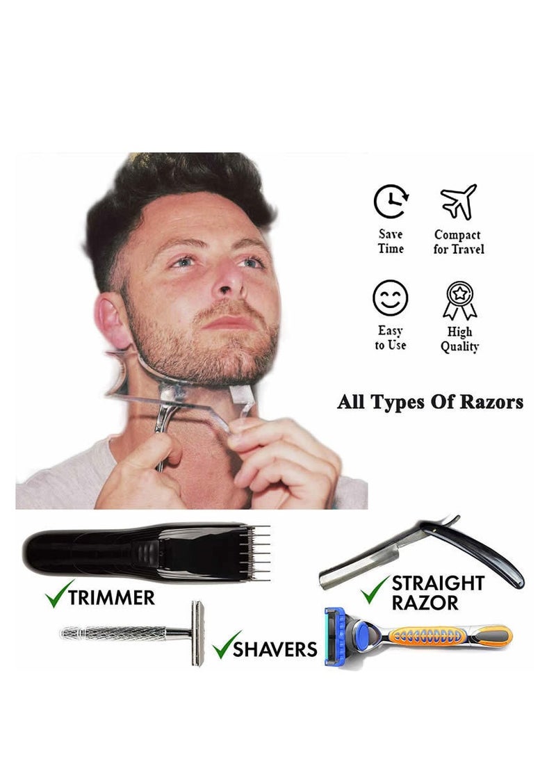 Men's Beard Shaping Tool Template, Beard Guide Shaper with Inbuilt Comb,Multi-liner Edges Shave for Curve/Straight/Neckline/Goatee/Sideburns