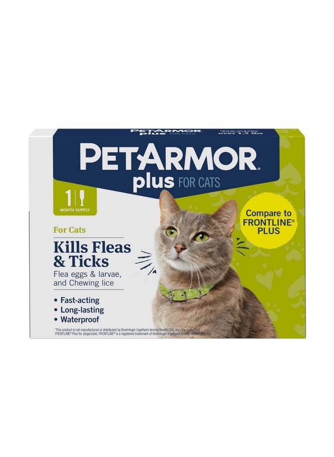 PetArmor PetArmor Plus Flea and Tick Prevention for Cats, Cat Flea and Tick Treatment, 1 Dose, Waterproof Topical, Fast Acting, Cats Over 1.5 lbs  - Image 1