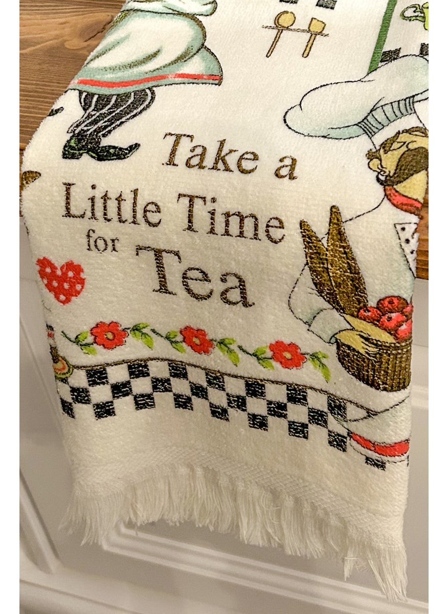 Cnr Garden 3-Piece Fringed Cotton 40X60 cm 100% Cotton Printed Towel Set Hand Face Kitchen Towel Soft Patterned Water Absorbent Set  - Image 3