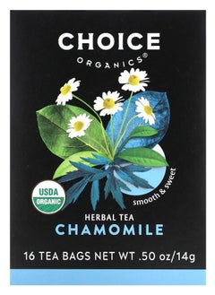 Choice Organic Teas Herbal Tea Chamomile Caffeine Free 16 Tea Bags .50 oz (14 g) 