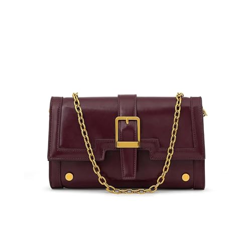 Miraggio Luna Sling Wallet for Women – Dual-Tone Faux Leather with Gold Chain, Detachable Strap, and Buckle (Red) - Image 1