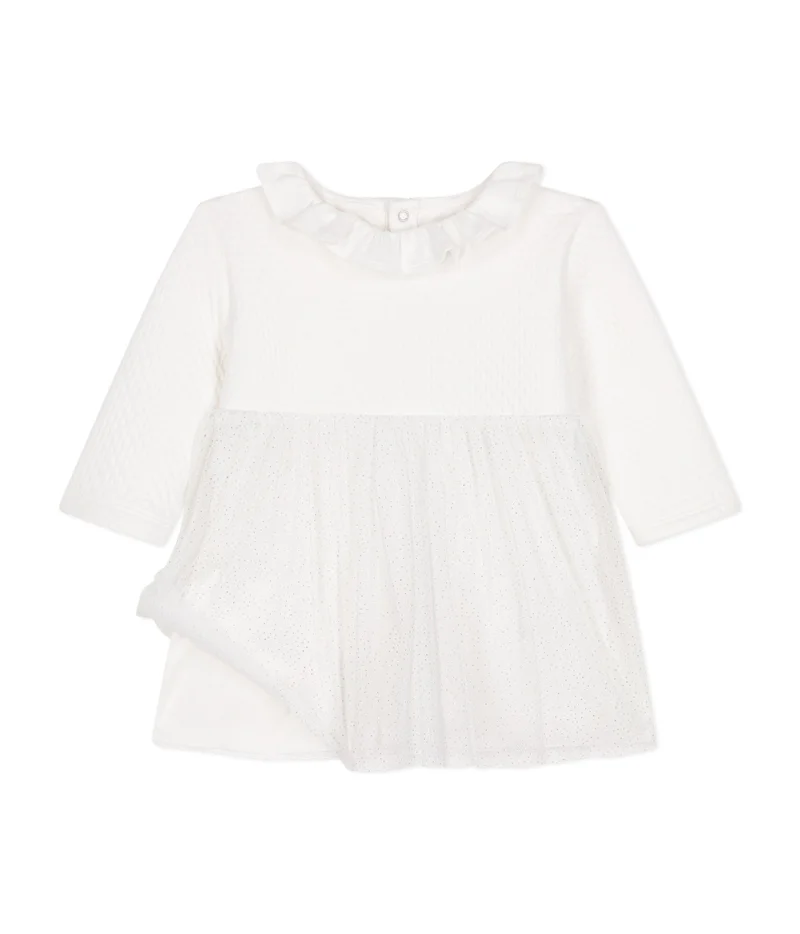 Petit Bateau Babies' dress in tube knit and tulle