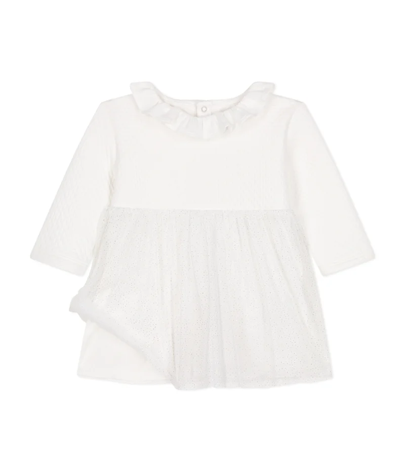 Petit Bateau Babies' dress in tube knit and tulle