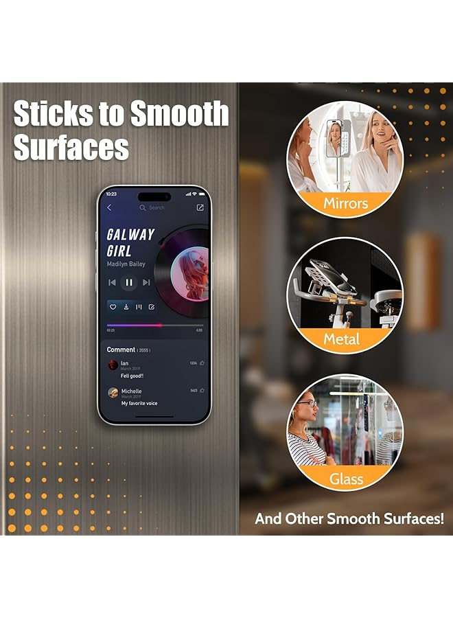 Excefore Suction Cup Phone Mount For Mag-Safe, Magnetic Suction Cup, For Shower Wall Cell Videos Selfies Creator Sharer, Tiktok Videos And Selfies, Mirror Shower Phone Holder - Image 5