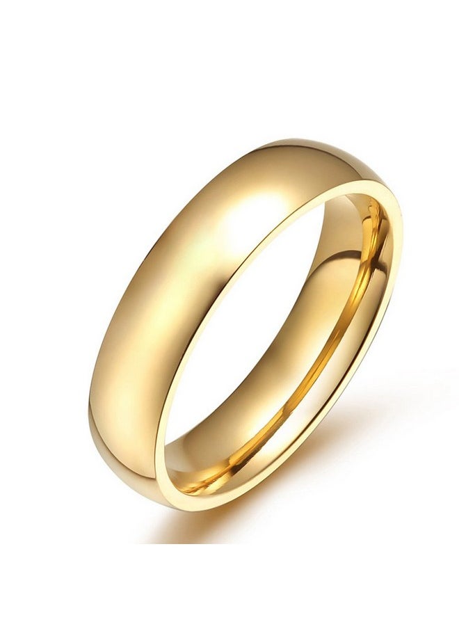 JAJAFOOK Men Women Stainless Steel Smooth Rings 4Mm Width,Gold,High Palted  - Image 1