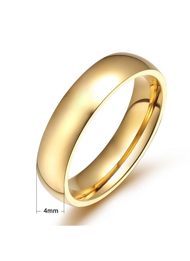 JAJAFOOK Men Women Stainless Steel Smooth Rings 4Mm Width,Gold,High Palted  - Image 2