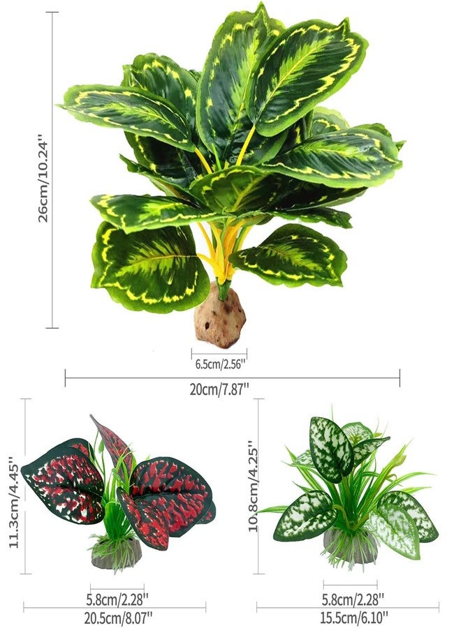 Moonorange Reptile Artificial Plants, Terrarium Plants Decorations Supplies, Aquarium Fish Tank Plant, Amphibian Habitat Hideout Tank Accessories(L Set-3pcs/C) - Image 2