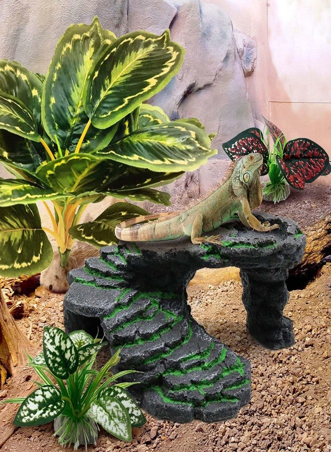 Moonorange Reptile Artificial Plants, Terrarium Plants Decorations Supplies, Aquarium Fish Tank Plant, Amphibian Habitat Hideout Tank Accessories(L Set-3pcs/C) - Image 3