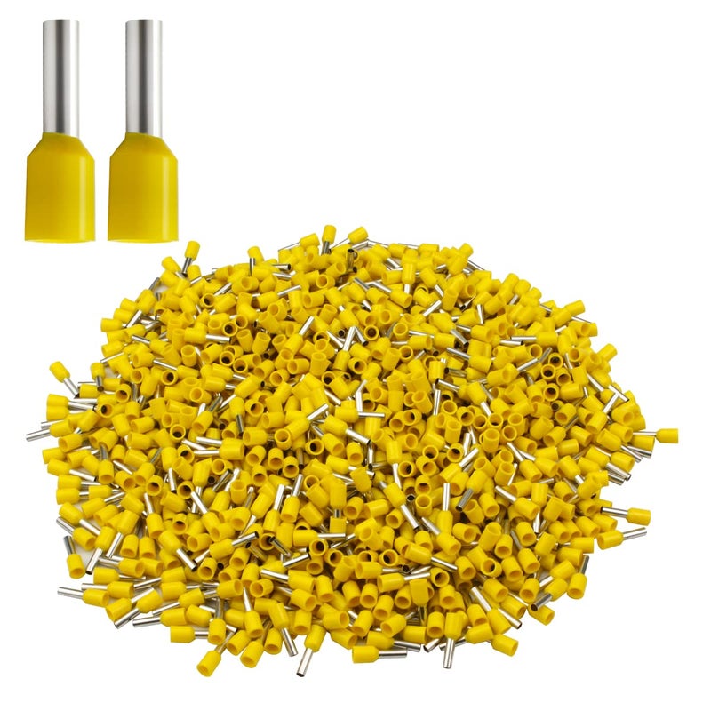 XHF 1000 PCS AWG 22/0.5mmÂ² Wire Ferrules Insulated Copper Crimp Connectors, Crimp Pin Cord End Terminals Yellow