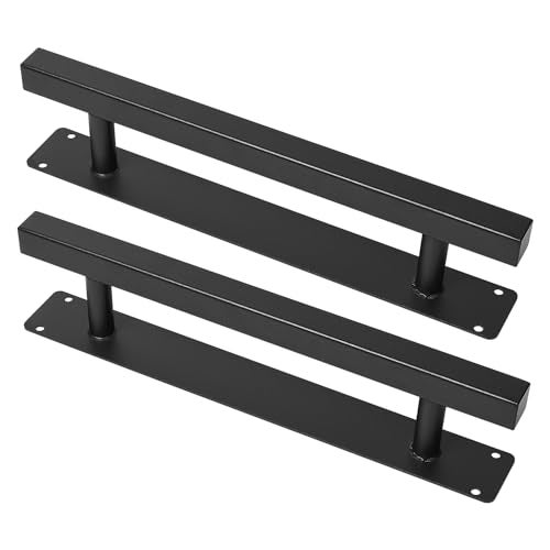 Purife 12 Iron Classic Square Pipe Sliding Door Handles Black Pack of 2 Outdoor Metal Gate Handles for Garage Fence Sheds Farmhouse Barn Door Furniture Closet Drawer Door Pulls - Image 1