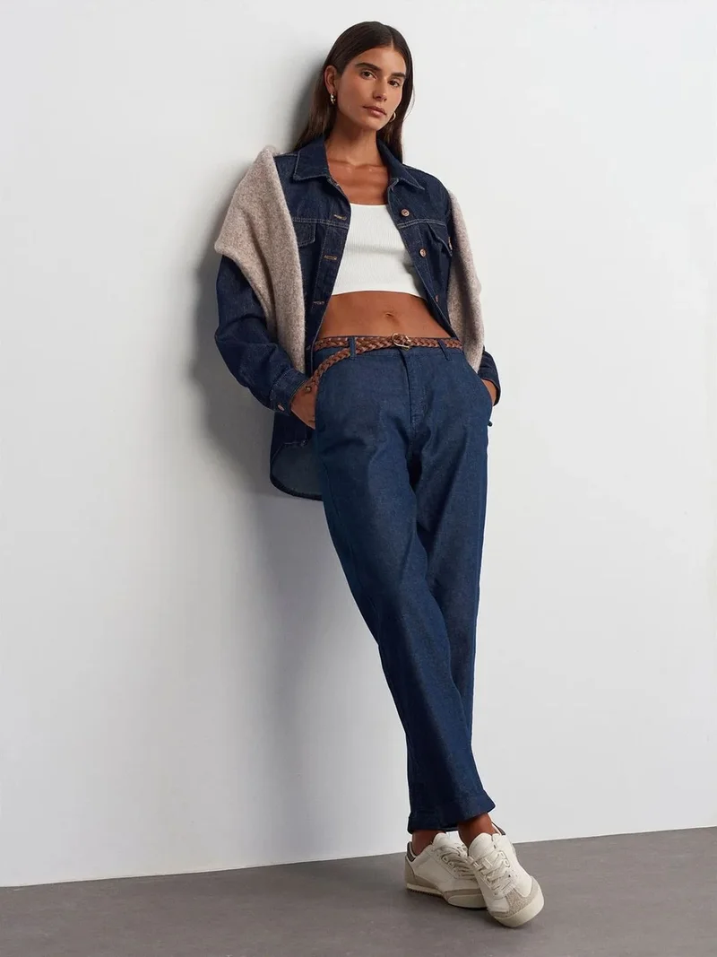 ديلفين DILVIN Women’s High-waist Straight-leg Jeans