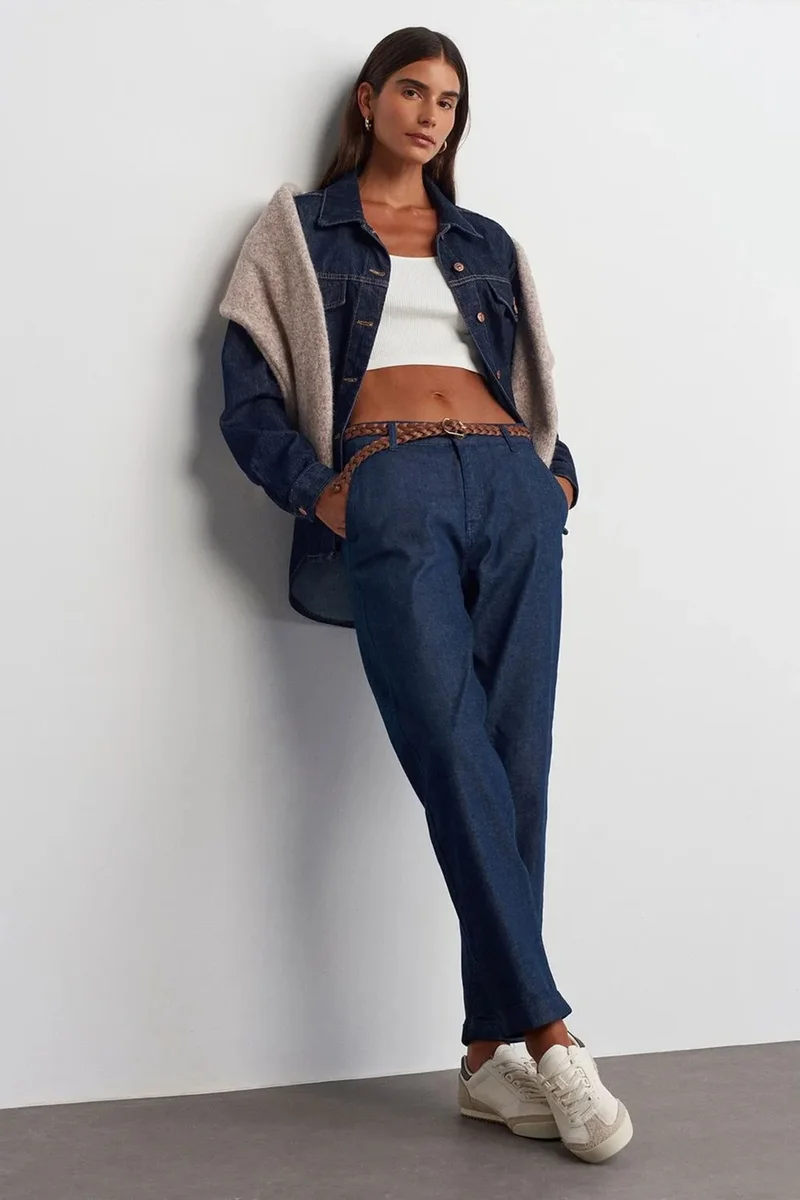 ديلفين DILVIN Women’s High-waist Straight-leg Jeans