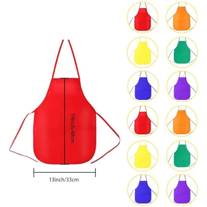 Mumoo Bear 12 Pieces Kids Aprons Fabric Aprons for 3-7 Years Non Woven Kids Artist Apron Applied in Kitchen, Classroom, Community Event, Party, Crafts and Art Painting Activity - Image 3