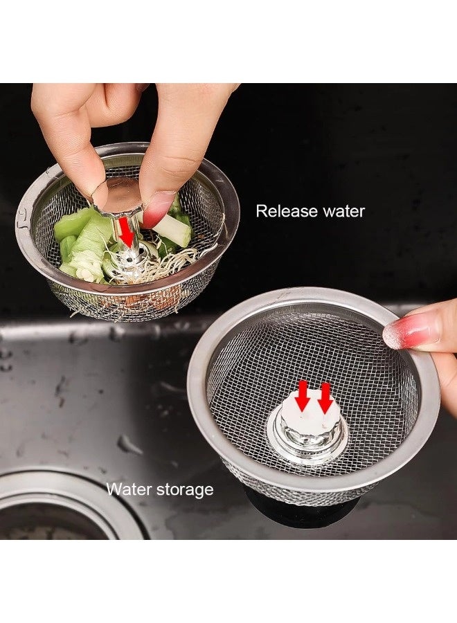 شيبشيب مصفاة حوض المطبخ بمقبض وسدادة، قطعتان، غطاء صرف متعدد الاستخدامات، سلة مصفاة للحوض، حماية ضد الانسداد، تقوم بتصفية بقايا الطعام والشعر - Image 5
