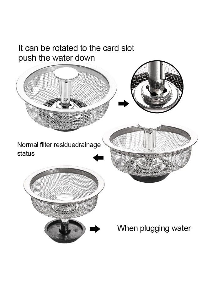 شيبشيب مصفاة حوض المطبخ بمقبض وسدادة، قطعتان، غطاء صرف متعدد الاستخدامات، سلة مصفاة للحوض، حماية ضد الانسداد، تقوم بتصفية بقايا الطعام والشعر - Image 2