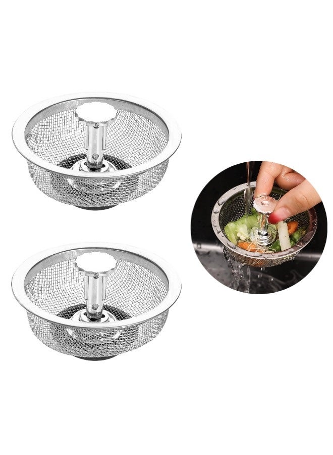 شيبشيب مصفاة حوض المطبخ بمقبض وسدادة، قطعتان، غطاء صرف متعدد الاستخدامات، سلة مصفاة للحوض، حماية ضد الانسداد، تقوم بتصفية بقايا الطعام والشعر - Image 1