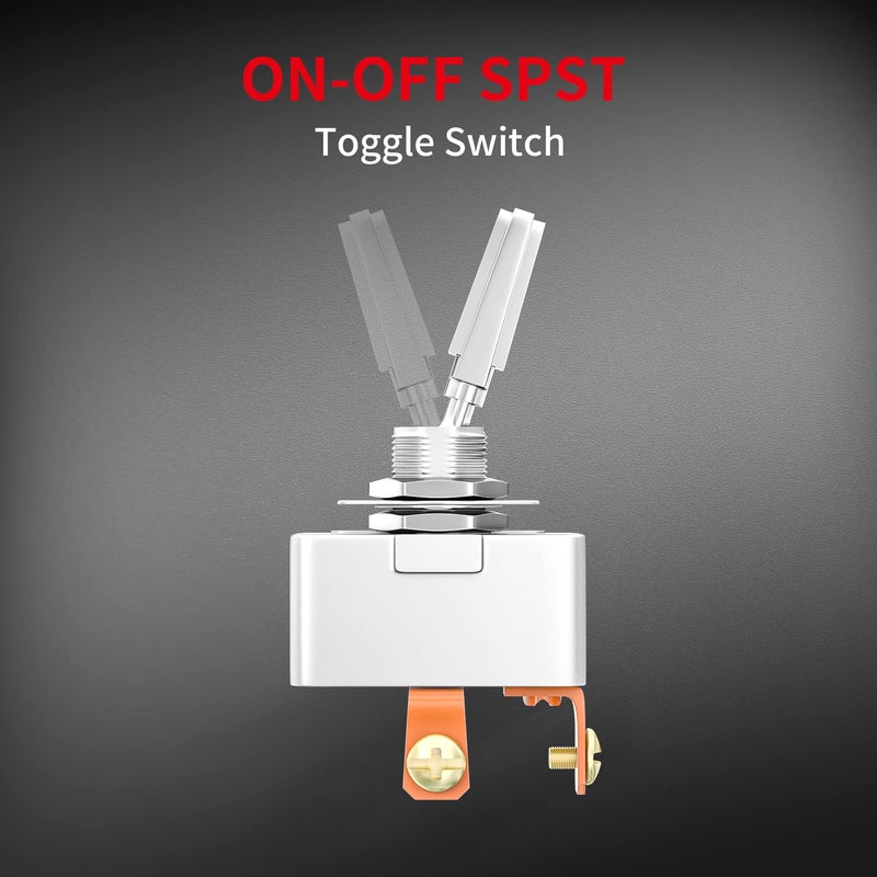DAIERTEK Automotive Toggle Switch 50A 12VDC Heavy Duty 12 Volt ON Off Switch 50 Amp SPST 2 Position 2 Pin Metal Chrome Plated Screw Terminals - Image 5