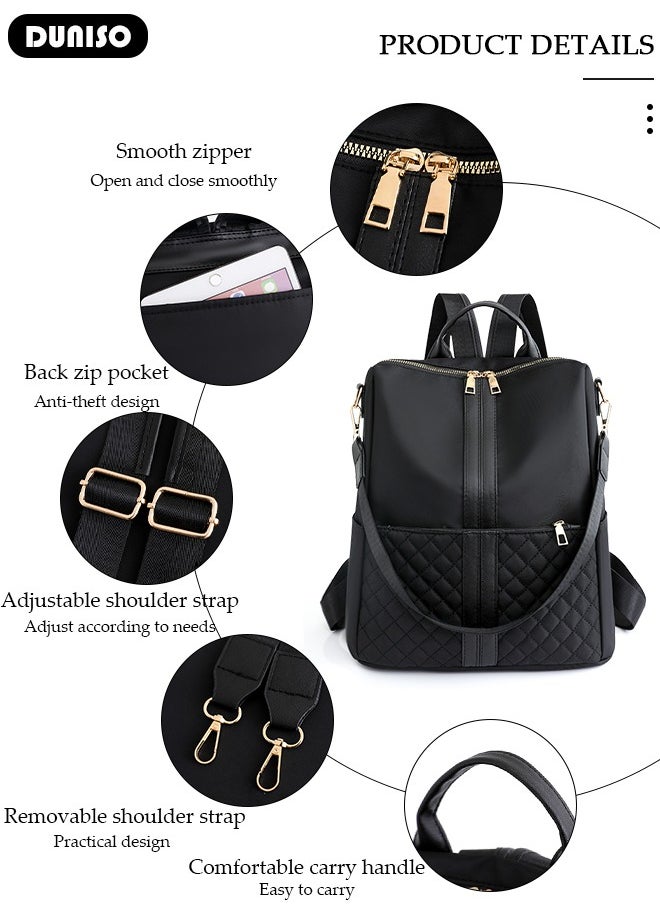 DUNISO - Women Backpack Purse, Waterproof Backpack for Girl Woman Black Travel Bookbag Lady Shoulder Bag, Lightweight Ladies Fashion Daily Backpack Anti-theft Casual Daypack - Image 1