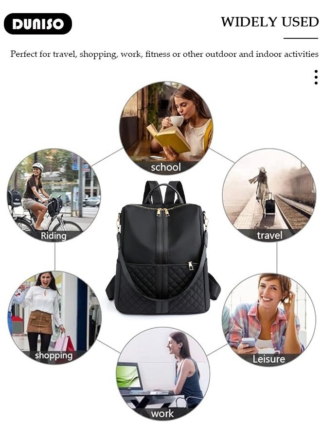 DUNISO - Women Backpack Purse, Waterproof Backpack for Girl Woman Black Travel Bookbag Lady Shoulder Bag, Lightweight Ladies Fashion Daily Backpack Anti-theft Casual Daypack - Image 1