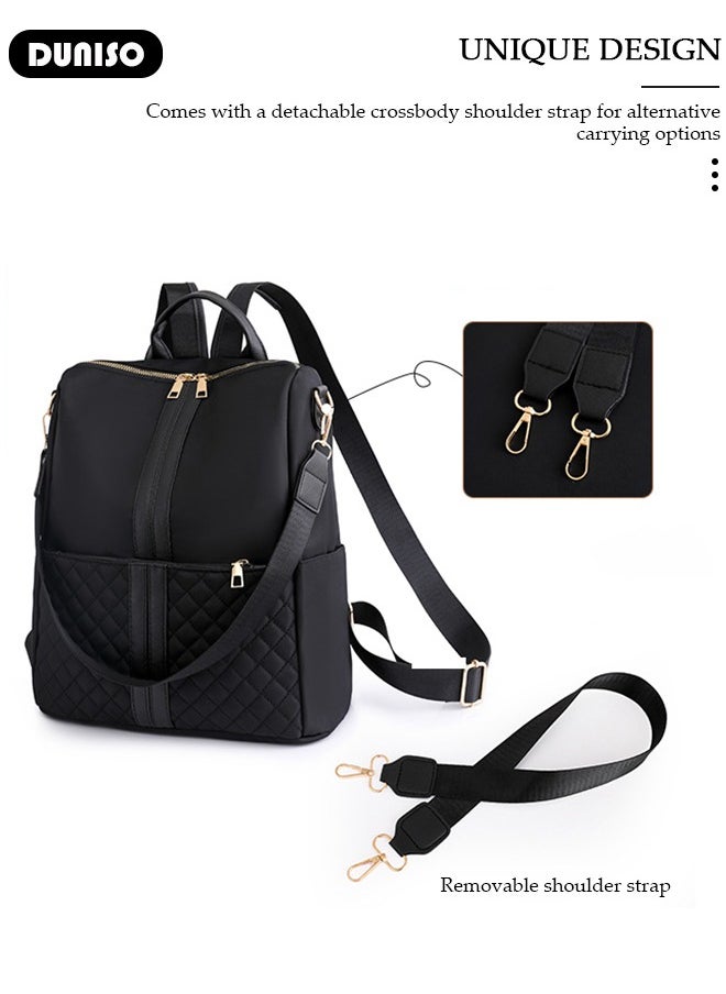 DUNISO - Women Backpack Purse, Waterproof Backpack for Girl Woman Black Travel Bookbag Lady Shoulder Bag, Lightweight Ladies Fashion Daily Backpack Anti-theft Casual Daypack - Image 1