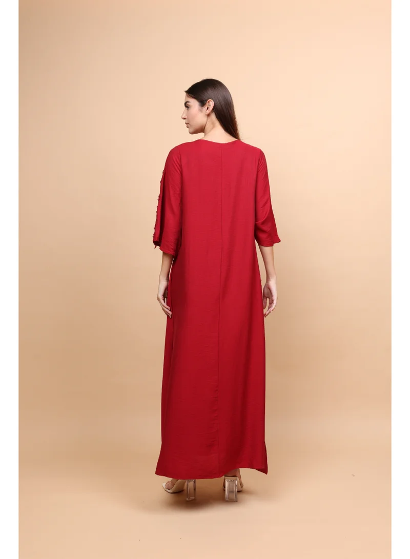 IKKXA  Applique Flowers Crystal Details Jalabiya for Women | Best Price UAE