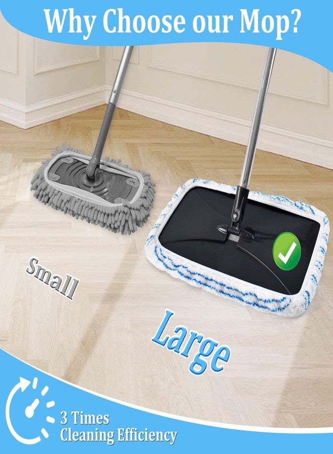 Hezane Microfiber & Chenille Mop Head Compatible with O Cedar Hardwood Floor, Large Surface Flat Mop with 4 Reusable Pads,Hardwood Floor Mops for Dry and Wet Use - Image 4