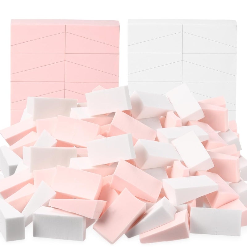 TecUnite 100 Pieces Cosmetic Sponges Latex Makeup Foam Wedges Foundation Beauty Tools(Pink,White)