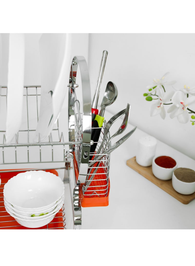 ديلكاسا رف الأطباق على الحائط رف تجفيف الأطباق ذو طبقتين - Image 3