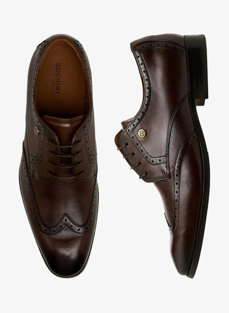 DUCHINI Men Lace-Up Leather Derby Shoes