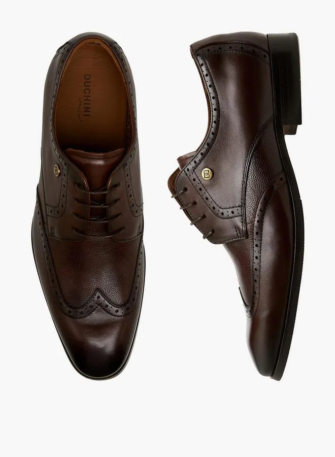 DUCHINI Men Lace-Up Leather Derby Shoes