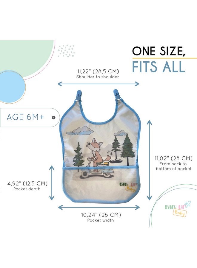 Bib Up Baby Premium Feeding Bib with Strong Bib Clip attachable to clothing, Pocket, Waterproof, Soft, Easy to Clean, BPA-Free for Infants, Toddler Girls, Boys 6-12/6-18 Months/1-3 years - Blue Coyote - Image 3