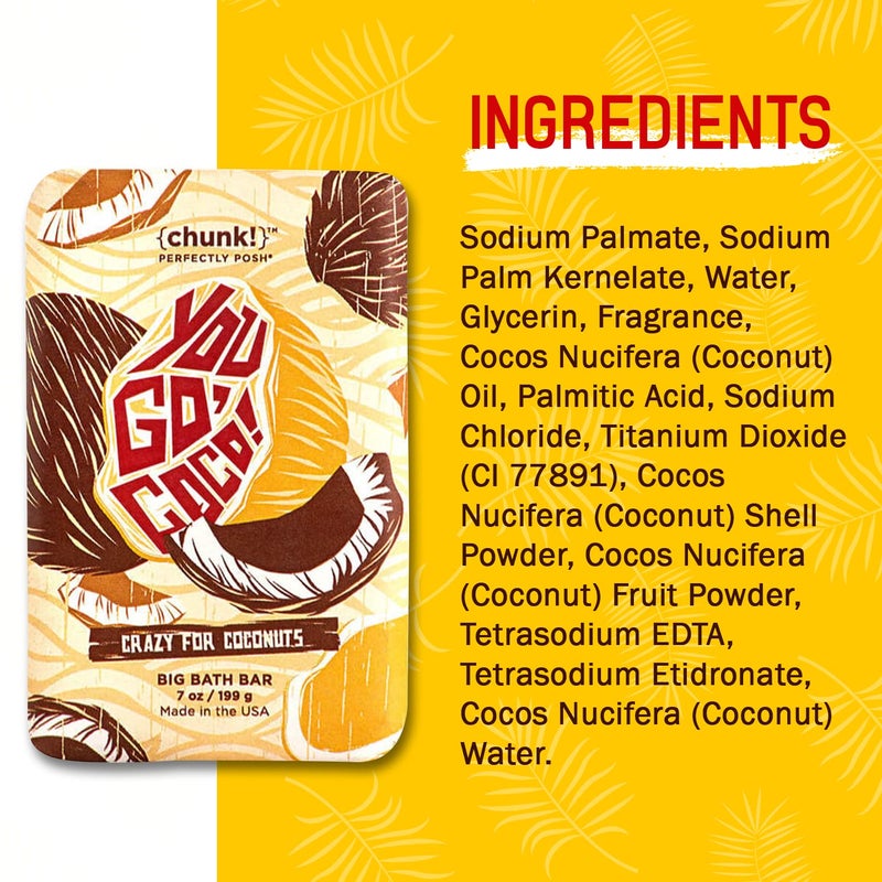 Perfectly Posh You Go Coco Big Bath Bar Nourishing Soap with Coconut Tropical Fragrance for Moisturizing Bath Time 7oz - Image 2