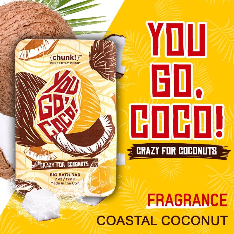 Perfectly Posh You Go Coco Big Bath Bar Nourishing Soap with Coconut Tropical Fragrance for Moisturizing Bath Time 7oz - Image 3