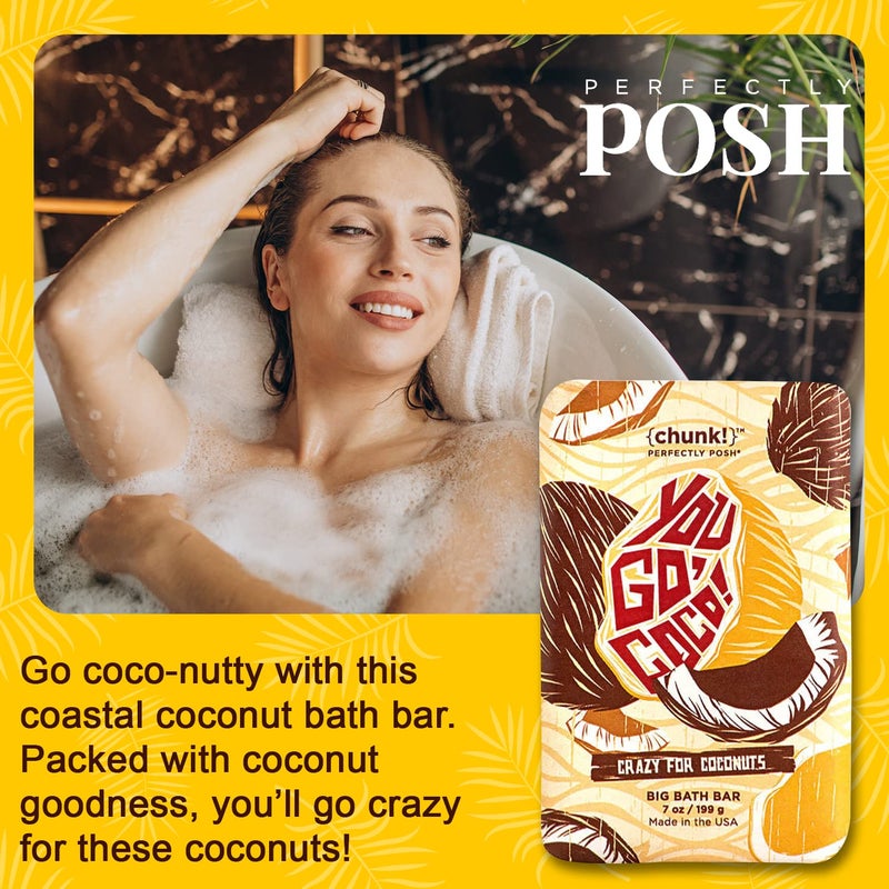 Perfectly Posh You Go Coco Big Bath Bar Nourishing Soap with Coconut Tropical Fragrance for Moisturizing Bath Time 7oz - Image 5