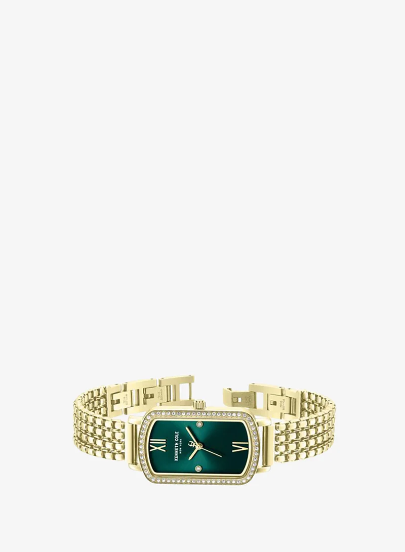 Kenneth Cole New York Modern Classic Women's 22mm Quartz Watch with Green Dial & Gold-Plated Stainless Steel Bracelet