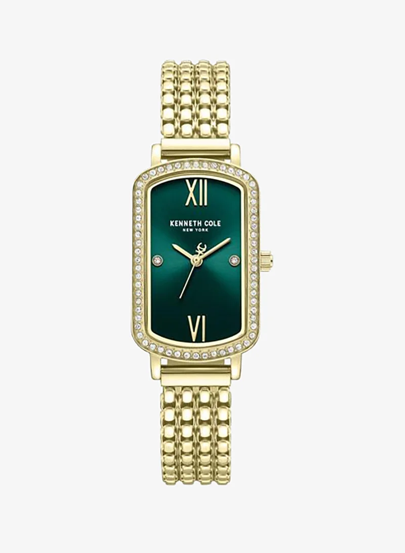 Kenneth Cole New York Modern Classic Women's 22mm Quartz Watch with Green Dial & Gold-Plated Stainless Steel Bracelet