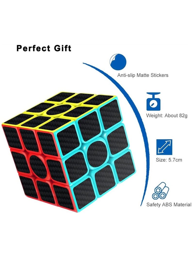 KASTWAVE Rubiks Cube 3x3x3 Speed Cube Smooth Magic Carbon Fiber Sticker Speed Cubes Enhanced Version Black - Image 3