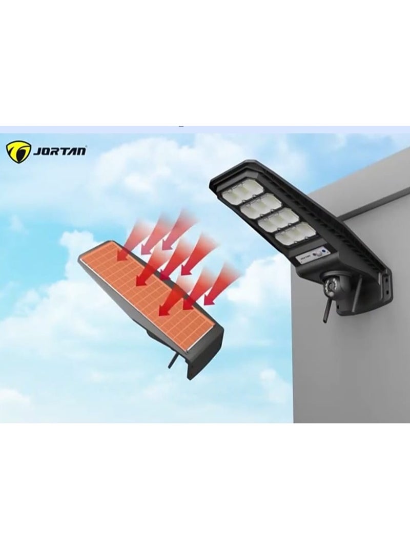 جورتان ضوء الشارع LED بالطاقة الشمسية بقدرة 400 وات مع كاميرا 2K 4G، مقاومة للماء IP66، اكتشاف الإنسان، إنذار PIR، رؤية ليلية ملونة، لوحة شمسية للشحن السريع، بطارية احتياطية للحماية من البرق لمدة 12-16 ساعة - Image 5