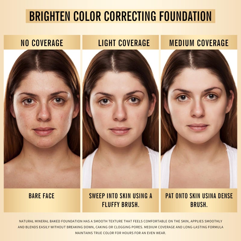 KIMUSE Baked Foundation, Brighten Color Correcting Powder Foundation, Lighting Glow Baked Foundation for Mature Skin, Buildable Coverage, Radiant Natural Finish - Image 5
