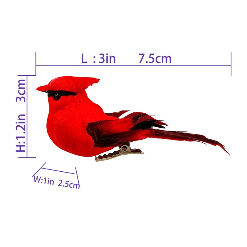 Berfutall مقطع Berfutall -Cardinal على زينة زخرفة شجرة عيد الميلاد - ريش أحمر من 12 قطعة لكل منها 2.8 "" LON (C) - Image 3