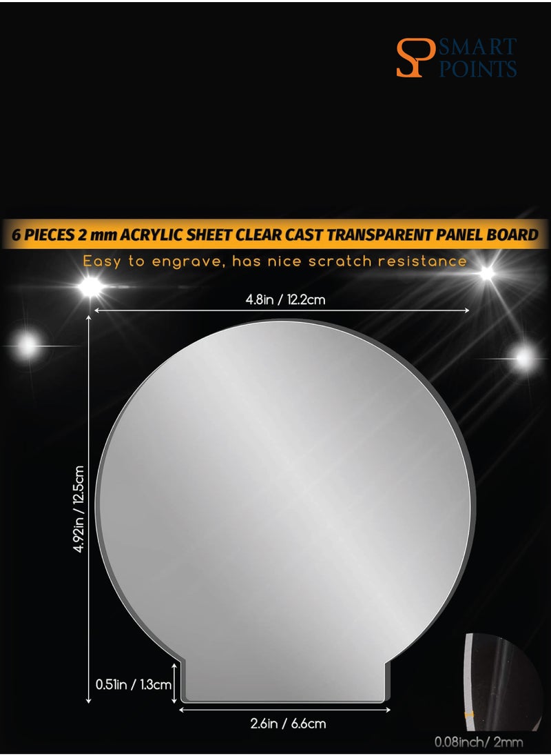 SMARTPOINTS 6 Pieces Acrylic Sheet Clear Cast for LED Light Base, 0.08 Inch/ 2 mm Thick Transparent Panel Board with Protective Film Valentine's Day Table Signs DIY Display Projects Craft (Round)  - Image 5