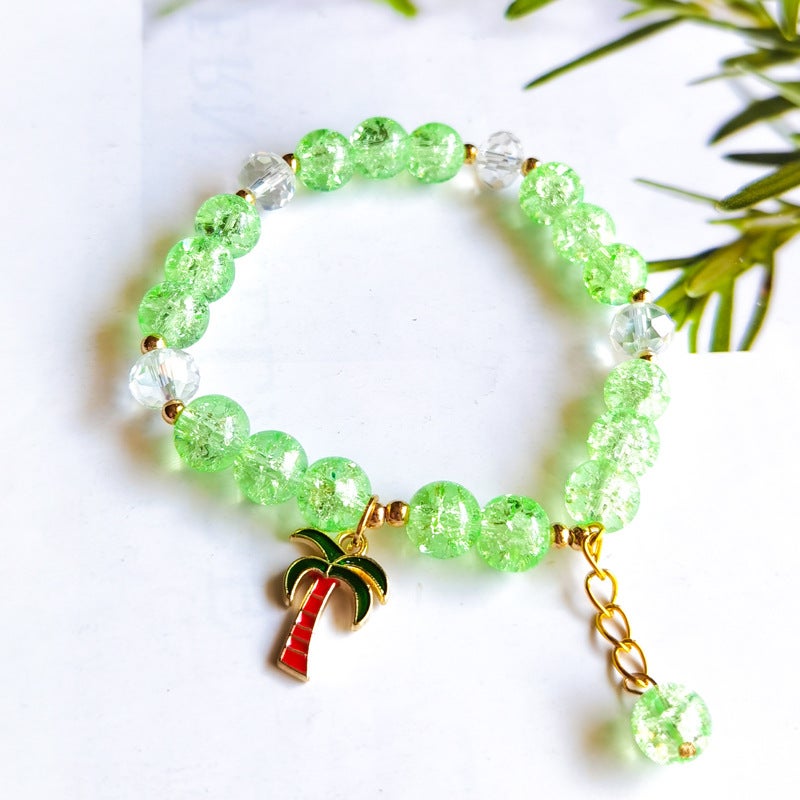 Spring And Pop Crystal Bracelet Women'S Multi-Pendant Small Fresh Girlfriends 8Mm Color Crack Glass Crystal Bracelet - Image 5