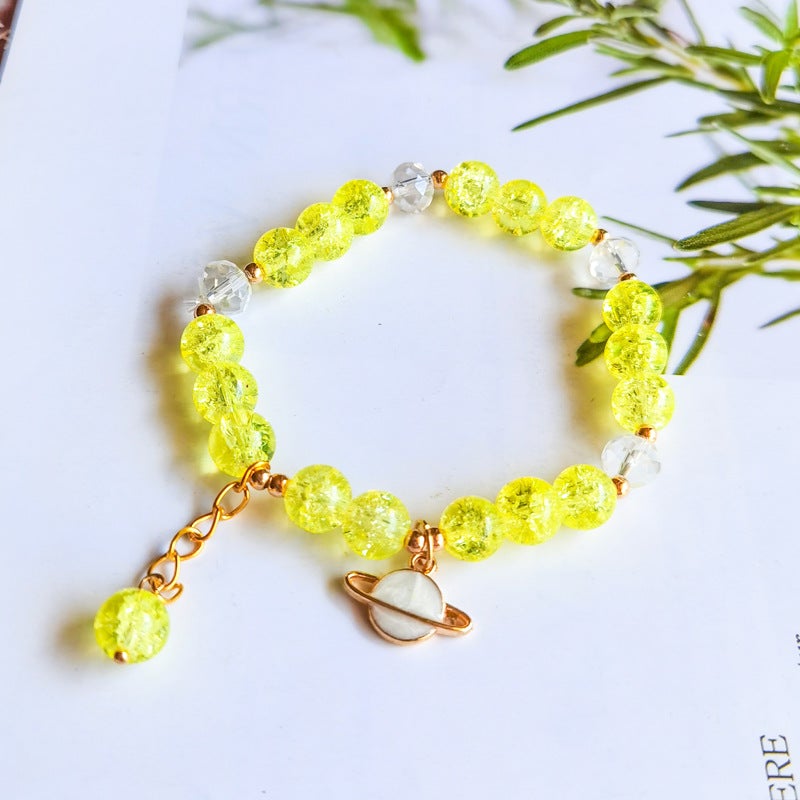 Spring And Pop Crystal Bracelet Women'S Multi-Pendant Small Fresh Girlfriends 8Mm Color Crack Glass Crystal Bracelet - Image 4